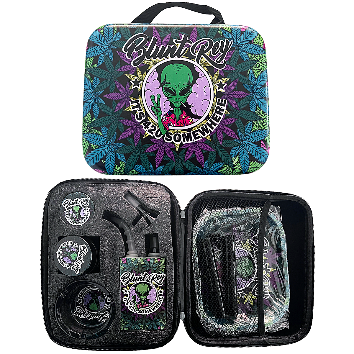 8 Piece Smoking Set With Waterpipe, Ashtray, Grinder & Stash Jar In Tin (PCL8524) | Assorted Designs - image 3 of 3